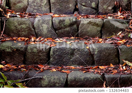 Old stone steps in autumn scenery 132634483