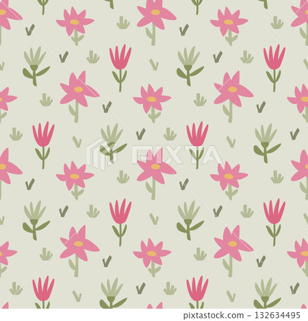 Spring flower seamless pattern. Flower background. Perfect for fabric, textile, wallpaper, decor, print or packaging of products. 132634495