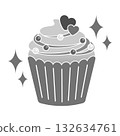 Cupcake (monochrome, white border) 132634761
