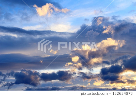A colored paper woven with sky and clouds. Sky and clouds of Shinshu A colored paper woven with sky and clouds. Sky and clouds of Shinshu 132634873