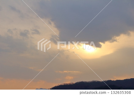 A colored paper woven with sky and clouds. Sky and clouds of Shinshu A colored paper woven with sky and clouds. Sky and clouds of Shinshu 132635308