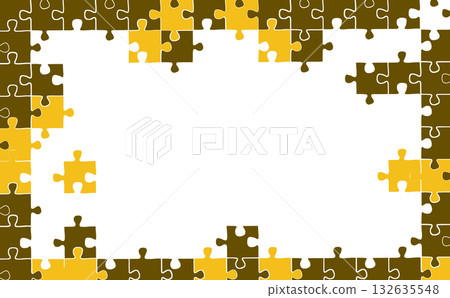 Yellow jigsaw puzzle frame illustration 132635548