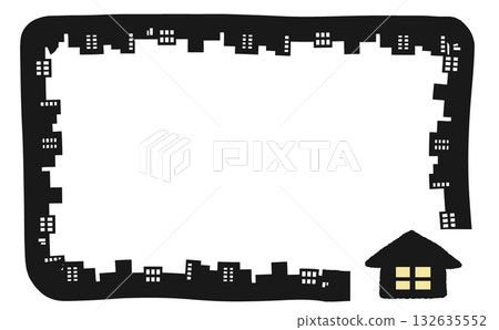 Simple silhouette cityscape frame Simple silhouette cityscape frame 132635552