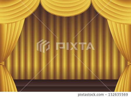 金色幕布，金色幕布，金色幕布舞台（橫向） 132635569