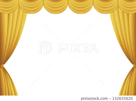Golden curtain, golden curtain, golden curtain stage (horizontal) background white Golden curtain, golden curtain, golden curtain stage (horizontal) background white 132635620