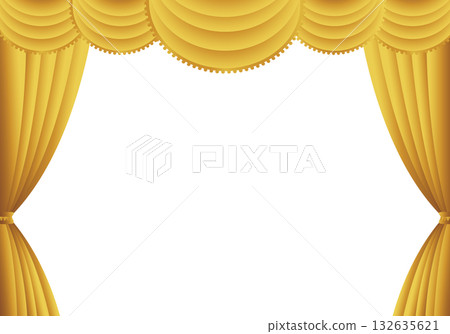 Golden curtain, golden curtain, golden curtain stage (horizontal) background white 132635621