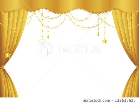 Golden curtain, golden curtain, golden curtain stage (horizontal) background white 132635623