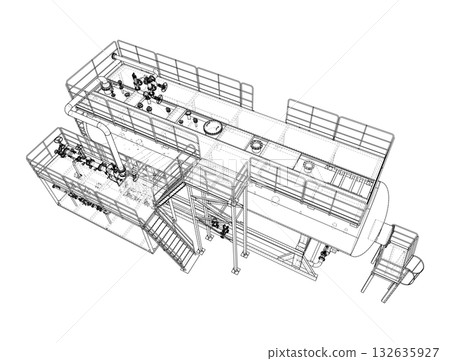 Industrial Equipment Blueprint. Vector 132635927