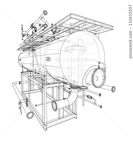 Industrial Tank Blueprint. Vector Industrial Tank Blueprint. Vector 132635937