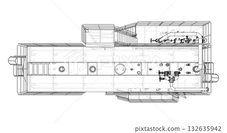 Industrial Tank Blueprint. Vector Industrial Tank Blueprint. Vector 132635942