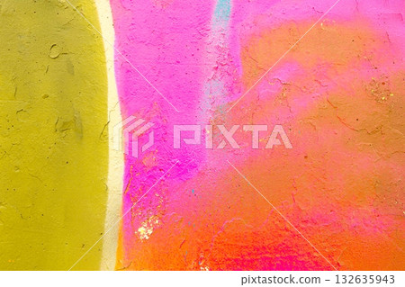Vibrant Neon Abstract Textured Wall with Pink, Orange, Yellow for Modern 80s Aesthetic 132635943