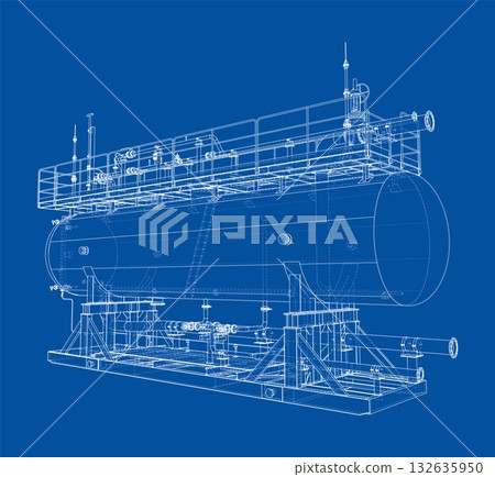 Industrial Tank Blueprint. Vector 132635950