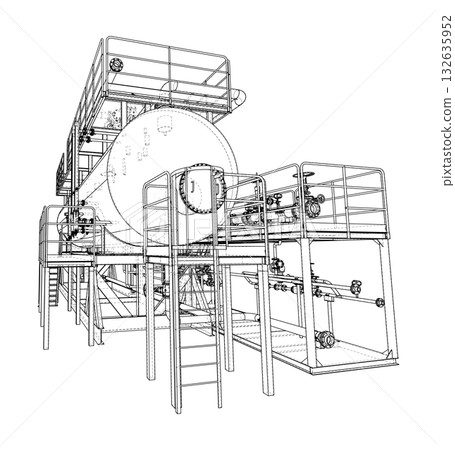 Industrial Structure Blueprint. Vector 132635952