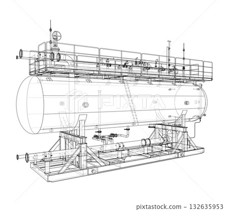 Industrial Tank Blueprint. Vector Industrial Tank Blueprint. Vector 132635953