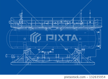 Industrial Tank Blueprint. Vector Industrial Tank Blueprint. Vector 132635954