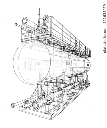 Industrial Tank Blueprint. Vector Industrial Tank Blueprint. Vector 132635959