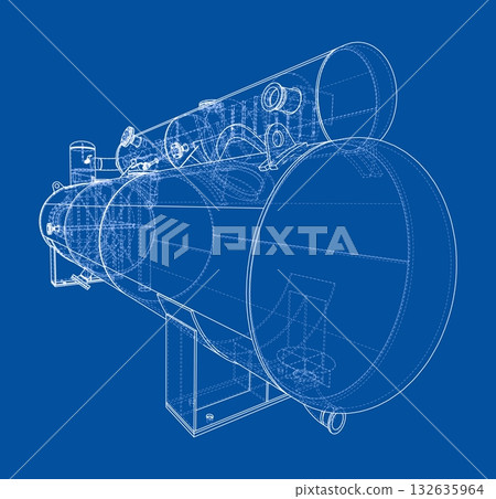 Blueprint of a Large Industrial Machine. Vector Blueprint of a Large Industrial Machine. Vector 132635964
