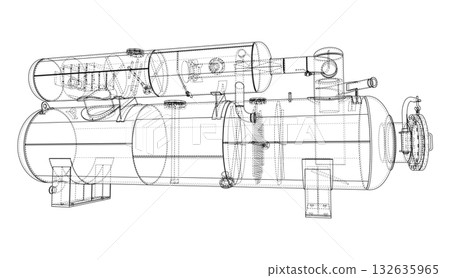 Industrial Tank Blueprint. Vector Industrial Tank Blueprint. Vector 132635965