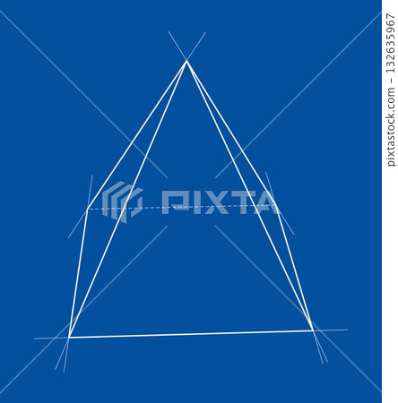 Geometric Lines on Blue Background. Vector 132635967