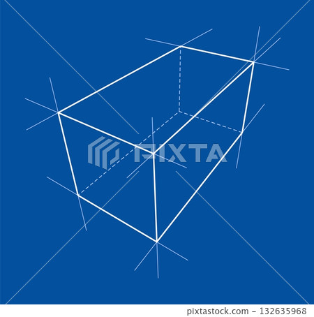 Geometric Wireframe on Blue Background. Vector Geometric Wireframe on Blue Background. Vector 132635968