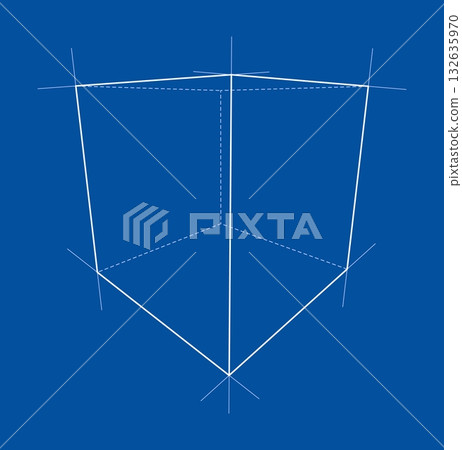 Geometric Wireframe on Blue Background. Vector Geometric Wireframe on Blue Background. Vector 132635970