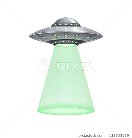 UFO spaceship with light beam illustration design UFO spaceship with light beam illustration design 132635989