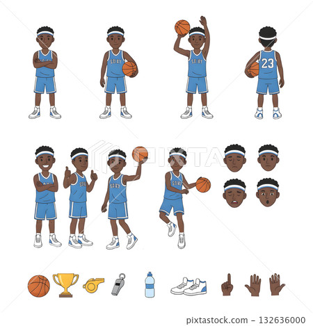 Set of Basketball elements. Character illustration design. 132636000