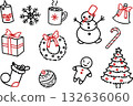 Hand-drawn Christmas doodle set with festive icons 132636060