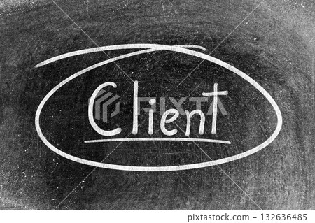 White chalk hand writing in word client and circle shape on blackboard background White chalk hand writing in word client and circle shape on blackboard background 132636485