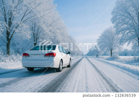 Winter driving, snowy roads, frozen roads 132636539