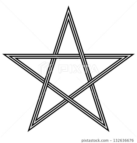 Geometric star pattern with five interlocking pentagrams, Complex layered star 132636676