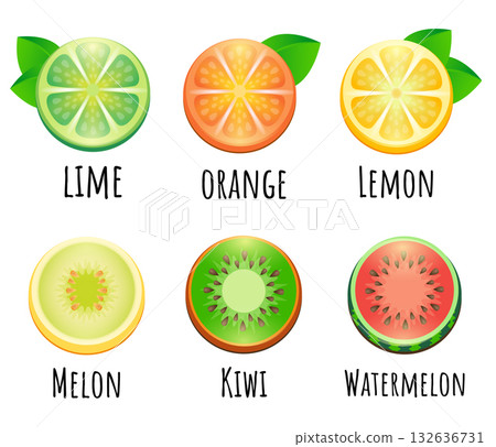Tropical fruit icon set, vector 132636731