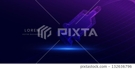 Particle glowing Syringe icon on dark background. Technology futuristic medical concept. Particle glowing Syringe icon on dark background. Technology futuristic medical concept. 132636796