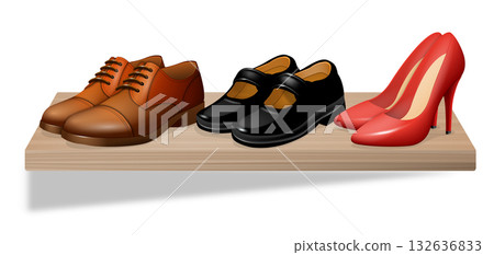 Three styles. One shelf. A visual contrast of fashion, gender, and elegance. Three styles. One shelf. A visual contrast of fashion, gender, and elegance. 132636833
