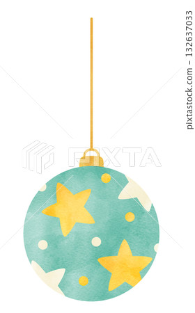 Hand-drawn watercolor illustration of a star-patterned ornament Hand-drawn watercolor illustration of a star-patterned ornament 132637033