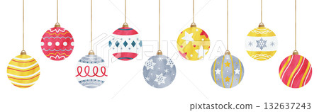 Hand-drawn watercolor illustration of ornament 132637243
