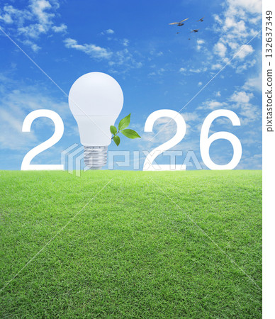 Happy new year 2026 ecology saving power and energy concept 132637349