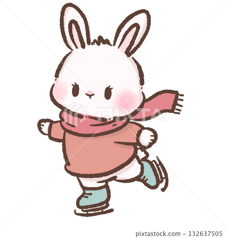 Cute Bunny doing an ice skating Kawaii Valentine Couple Illustration Sweet Animal Love Art Cozy Winter Characters for Cards Stickers Kids Craft Design Cute Bunny doing an ice skating Kawaii Valentine Couple Illustration Sweet Animal Love Art Cozy Winter Characters for Cards Stickers Kids Craft Design 132637505