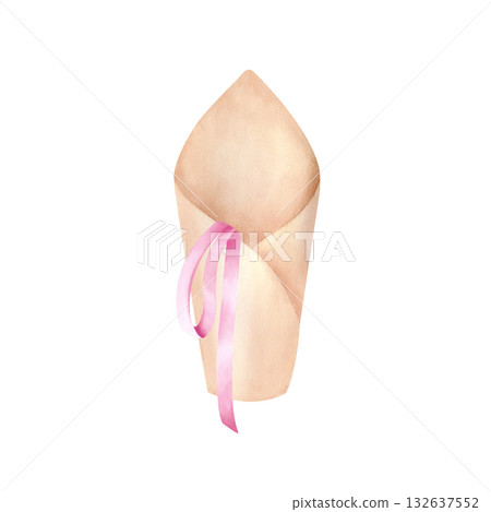 Craft cone with pink ribbon for one flower, mono bouquet. Floral wrap pack in rustic style. Watercolor empty blank clip art. Beige opened paper cup art. Illustration isolated from background. Craft cone with pink ribbon for one flower, mono bouquet. Floral wrap pack in rustic style. Watercolor empty blank clip art. Beige opened paper cup art. Illustration isolated from background. 132637552