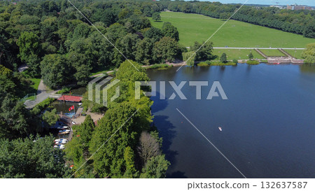 Aerial view on Stadtpark of Hamburg- people receiving vitamin D Aerial view on Stadtpark of Hamburg- people receiving vitamin D 132637587