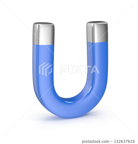 3d Render of Blue Horseshoe Magnet 132637628