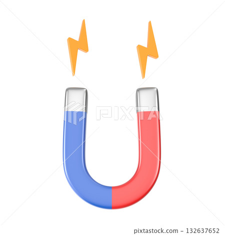 Powerful 3D Horseshoe Magnet with Lightning Sparks 132637652