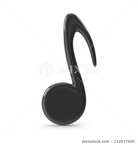 Glossy Black 3D Musical Note Symbol Glossy Black 3D Musical Note Symbol 132637660