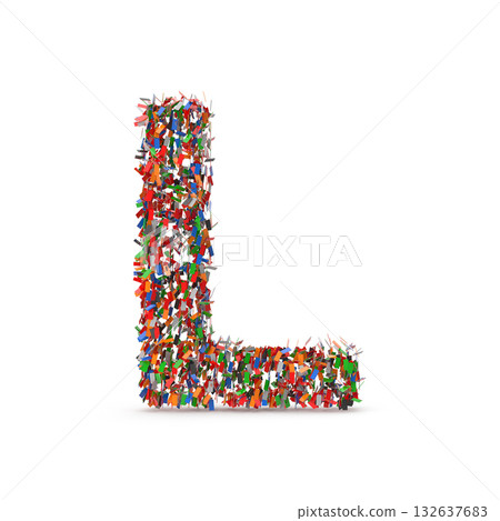 A letter L made of colorful confetti 132637683