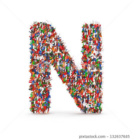 A letter N made of colorful confetti 132637685