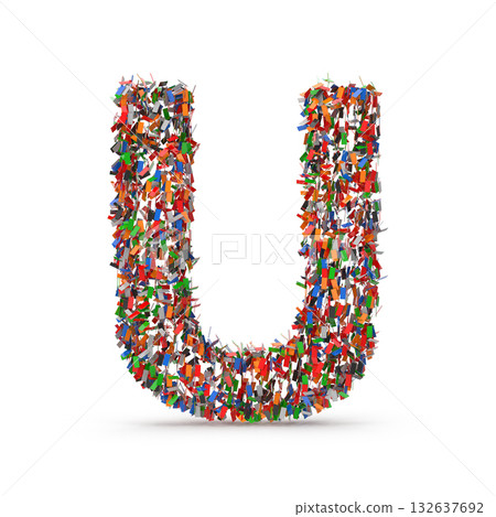 A letter U made of colorful confetti 132637692