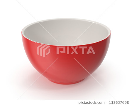 Empty Red Bowl with White Interior 132637698