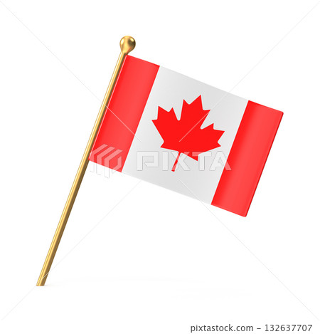 Miniature Canadian Flag on a Golden Pole 132637707