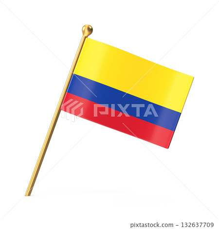 Colombian Flag on Golden Pole Colombian Flag on Golden Pole 132637709