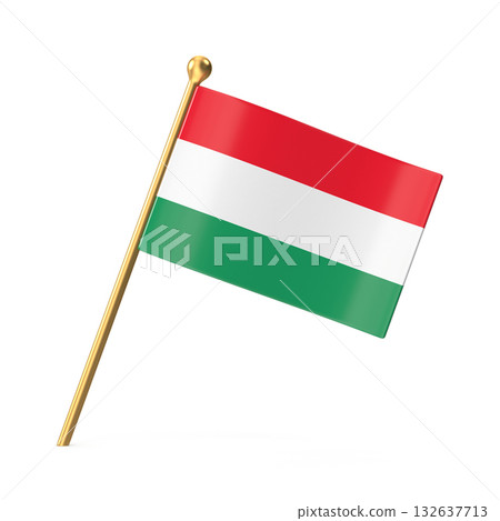 Hungarian National Flag on Golden Pole Hungarian National Flag on Golden Pole 132637713